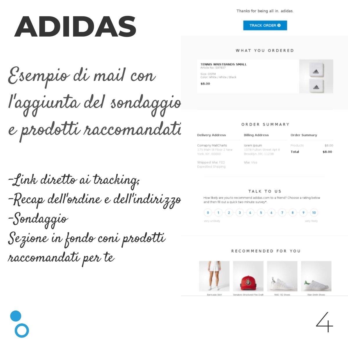 Esempio email di conferma ordine - Adidas